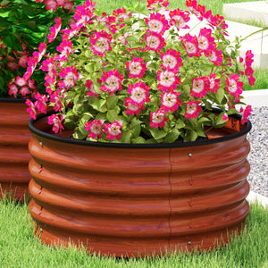 Outsunny Galvanized Raised Garden Bed Set of 2, Planters for Outdoor Plants with Safety Edging, Easy-to-assemble Stock Tanks for Growing Flowers, Herbs and Vegetables, 2' x 2' x 1', Dark Brown