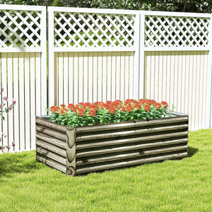 Galvanized Raised Garden Bed, 6' x 3' x 2' Outdoor Metal Planter Box, Standing Raised Bed for Growing Flowers, Herbs and Vegetables, Light Wood Effect