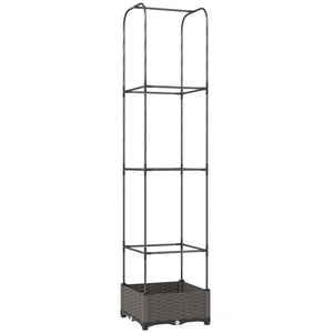 Raised Garden Bed with Trellis, Self Watering Plastic Planter Box with Drainage Holes, Drain Plugs and Water Reservoirs for Climbing Plants, Vegetables, Flowers, 40 x 40 x 179 cm, Black