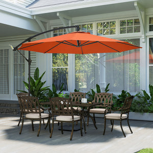 3(m) Garden Banana Parasol Hanging Cantilever Umbrella with Crank Handle, 8 Ribs and Cross Base for Outdoor, Sun Shade, Orange