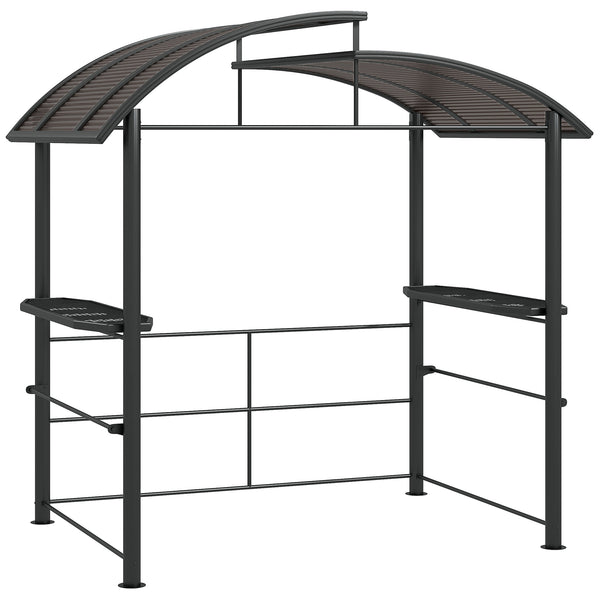 Outsunny 8' x 5' Grill Gazebo Shelter with Interlaced Vented Polycarbonate Roof, Outdoor BBQ Canopy with Side Shelves, Aluminum and Steel Frame for Garden, Patio, Backyard, Dark Gray