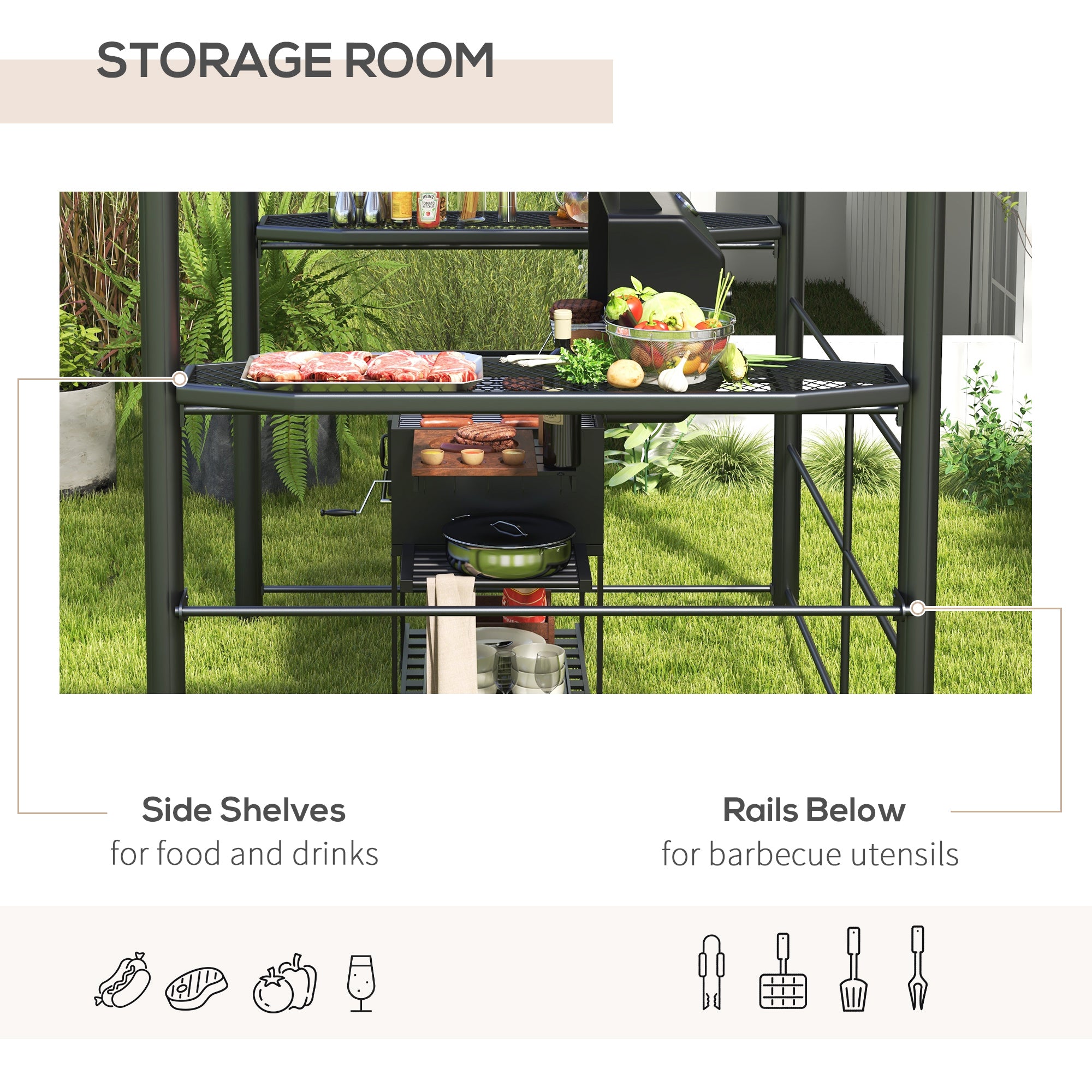Outsunny 8' x 5' Grill Gazebo Shelter with Vented PC Roof
