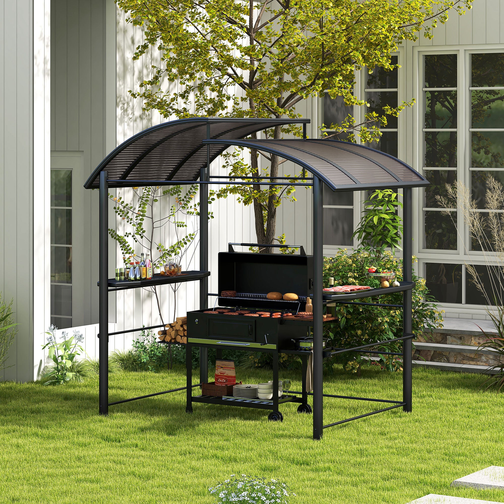 Small Outdoor Grill Frame Outsunny 8' X 5' Grill Gazebo Shelter