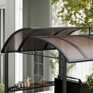 Outsunny 8' x 5' Grill Gazebo Shelter with Interlaced Vented Polycarbonate Roof, Outdoor BBQ Canopy with Side Shelves, Aluminum and Steel Frame for Garden, Patio, Backyard, Dark Gray