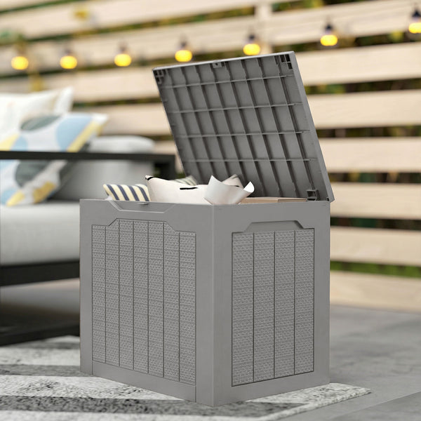 93L Plastic Garden Storage Box, Outdoor Storage Box with Handles, Waterproof Outdoor Storage Container for Garden Tools and Accessories, Khaki