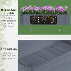 Outsunny 34"x34"x28" Raised Garden Bed, 2-Tier Elevated Wood Planter Box for Backyard, Patio to Grow Vegetables, Herbs, and Flowers, Gray