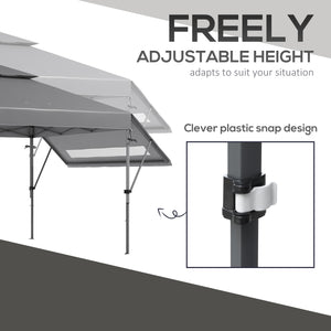 3 x 3(m) Pop Up Gazebo with Extend Dual Awnings, 1 Person Easy up Marquee Party Tent with 1-Button Push, Double Roof, Wheeled Bag, Sandbags, Height Adjustable Instant Shelter, Grey