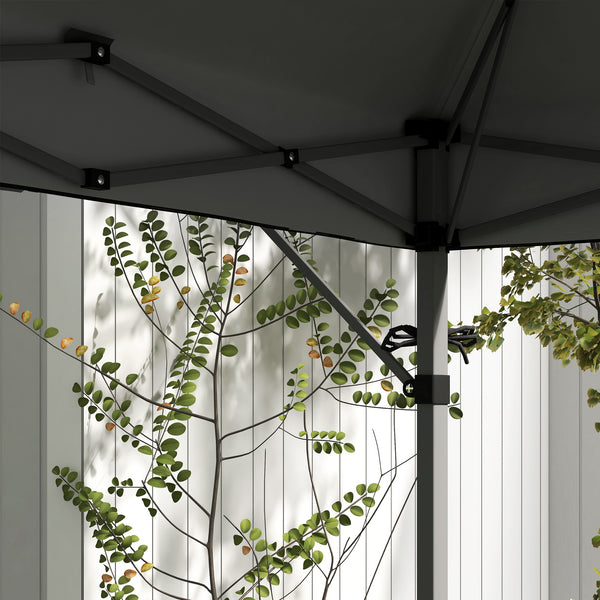 3 x 3(m) Pop Up Gazebo with Extend Dual Awnings, 1 Person Easy up Marquee Party Tent with 1-Button Push, Double Roof, Wheeled Bag, Sandbags, Height Adjustable Instant Shelter, Grey