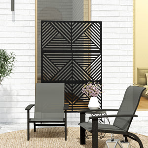 Outsunny Metal Outdoor Privacy Screen, 78" H x 48" W Decorative Privacy Fence Screen, Freestanding Outdoor Divider with Stand, Climbing Plant Trellis for Garden Walkway, Balcony, Patio, Rhombus Black