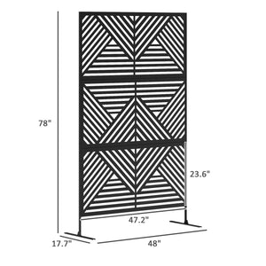 Outsunny Metal Outdoor Privacy Screen, 78" H x 48" W Decorative Privacy Fence Screen, Freestanding Outdoor Divider with Stand, Climbing Plant Trellis for Garden Walkway, Balcony, Patio, Rhombus Black