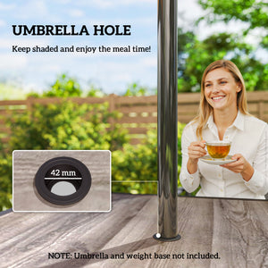 Outdoor Dining Table for 4 People, 37" Square Outdoor Patio Table with Umbrella Hole, Storage Shelf and Faux Wood Top, Metal Frame Outdoor Furniture for Garden, Backyard, Deck, Gray