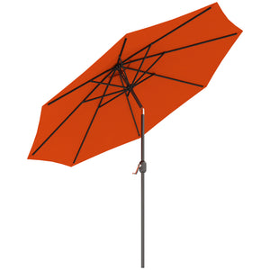 10' x 8' Round Market Umbrella, Patio Umbrella with Crank Handle and Tilt, Outdoor Parasol for Garden, Bench, Lawn, Orange