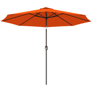 10' x 8' Round Market Umbrella, Patio Umbrella with Crank Handle and Tilt, Outdoor Parasol for Garden, Bench, Lawn, Orange