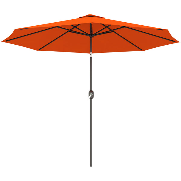 10' x 8' Round Market Umbrella, Patio Umbrella with Crank Handle and Tilt, Outdoor Parasol for Garden, Bench, Lawn, Orange