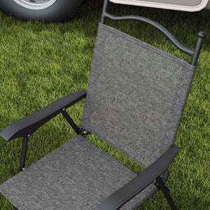 Outsunny Folding Patio Chairs, Set of 4 Sports Chairs for Adults, Camping Chairs with Armrests, Breathable Mesh Fabric Seat for Lawn, Gray