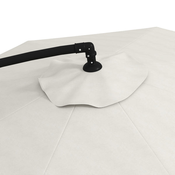 11FT Offset Hanging Patio Umbrella Cantilever Umbrella with Easy Tilt Adjustment, Cross Base and 8 Ribs for Backyard, Poolside, Lawn and Garden, Cream White