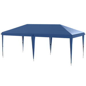 Pop Up Gazebo 3 x 6m, Foldable Canopy Tent, Height Adjustable Wedding Awning Canopy w/ Carrying Bag, Blue