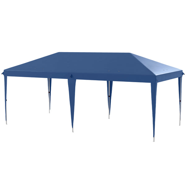 Pop Up Gazebo 3 x 6m, Foldable Canopy Tent, Height Adjustable Wedding Awning Canopy w/ Carrying Bag, Blue