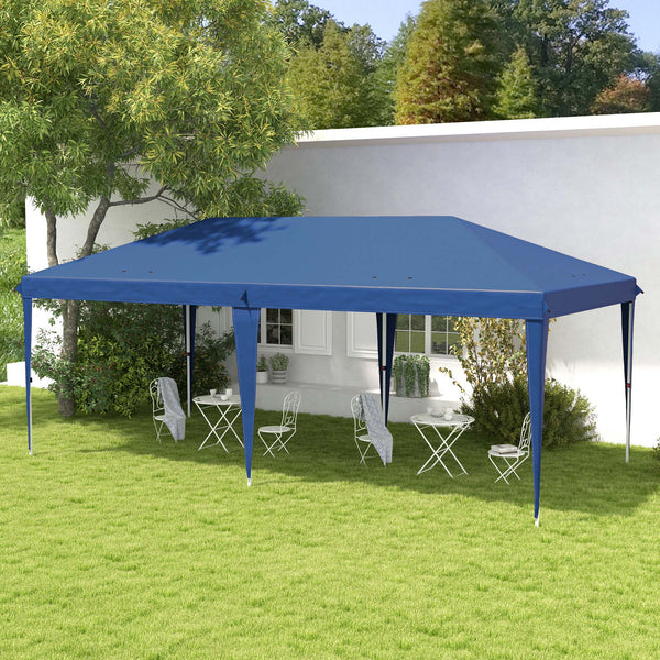 Pop Up Gazebo 3 x 6m, Foldable Canopy Tent, Height Adjustable Wedding Awning Canopy w/ Carrying Bag, Blue
