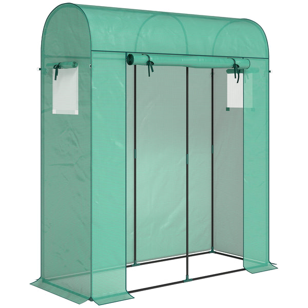 6' x 2' x 6.6' Mini Greenhouse, Portable Garden Green House with Roll-up Door and Mesh Windows, Small Plant Greenhouse with PE Cover, Steel Frame for Indoor Outdoor, Green