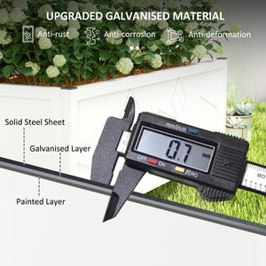 Outsunny Galvanized Raised Garden Bed with Trellis, Outdoor Planter Box for Climbing Vines Vegetables Flowers, Metal Garden Box for Backyard Patio Balcony 35.4" x 15.7" x 47.2", White