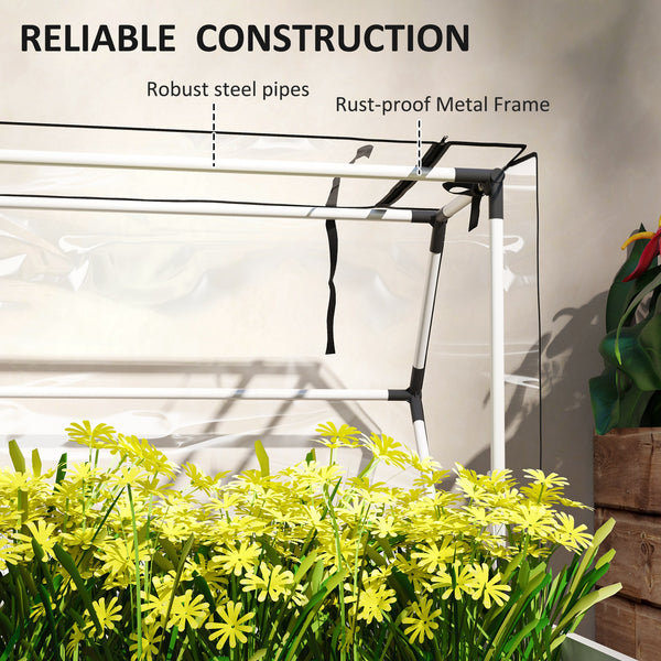 Outsunny Raised Garden Bed with Flip-Up Greenhouse Cover, Elevated Planter Box with Legs and Drainage Hole for Vegetables Flowers Herbs, 39.4" x 18.9" x 48.8", White