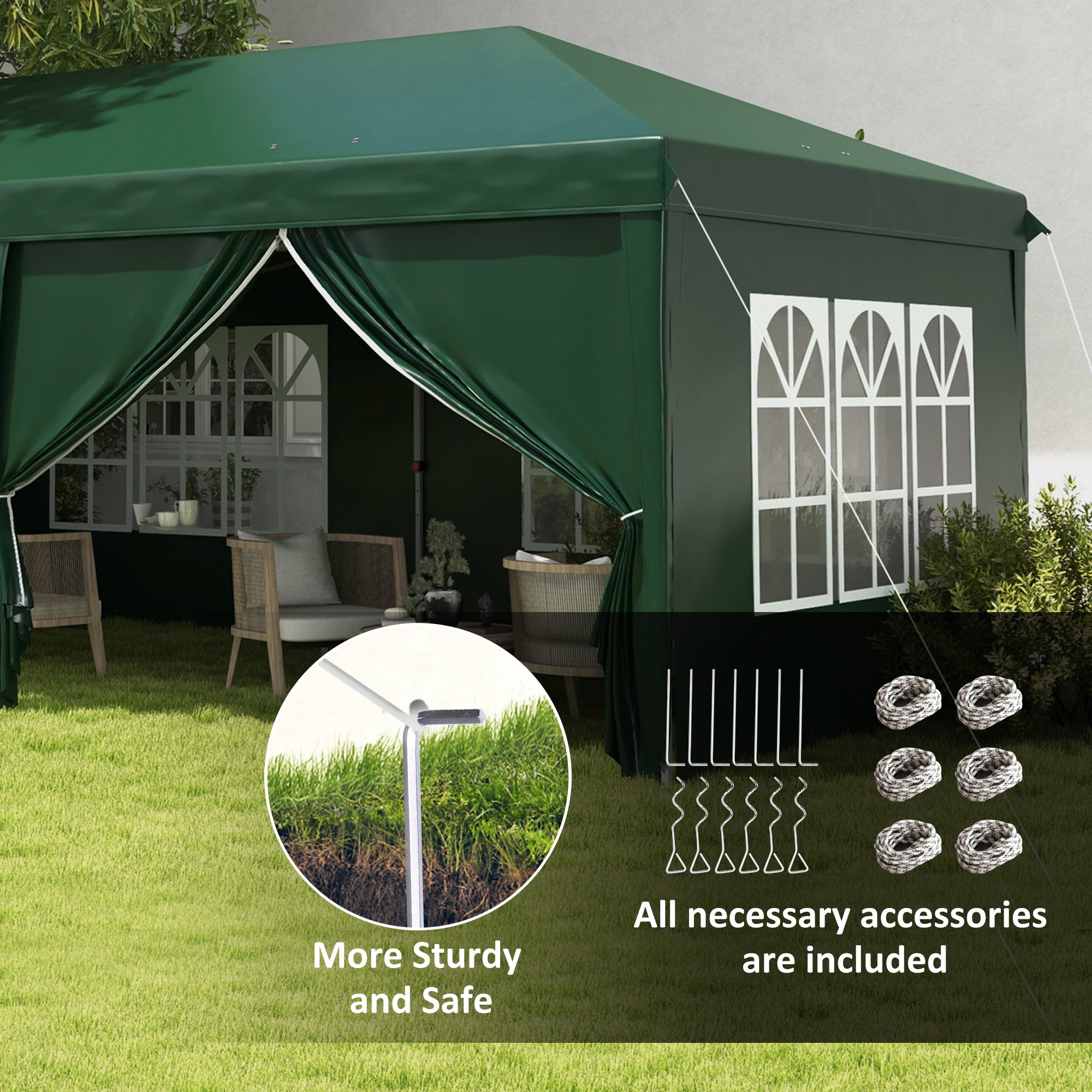 Outsunny 3 X 6M Heavy Duty Gazebo Marquee Party Tent With Storage Bag Khaki