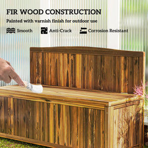 Garden Arch Wood Bench Outdoor Storage Box Garden Furniture Chair 115L x 45W x 75Hcm, Brown