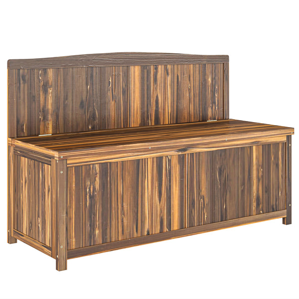 Garden Arch Wood Bench Outdoor Storage Box Garden Furniture Chair 115L x 45W x 75Hcm, Brown