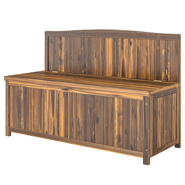 Garden Arch Wood Bench Outdoor Storage Box Garden Furniture Chair 115L x 45W x 75Hcm, Brown
