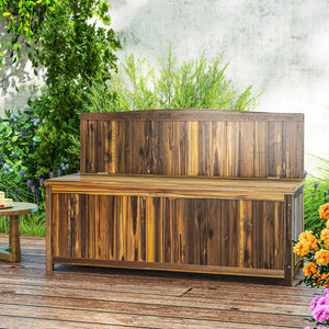 Garden Arch Wood Bench Outdoor Storage Box Garden Furniture Chair 115L x 45W x 75Hcm, Brown