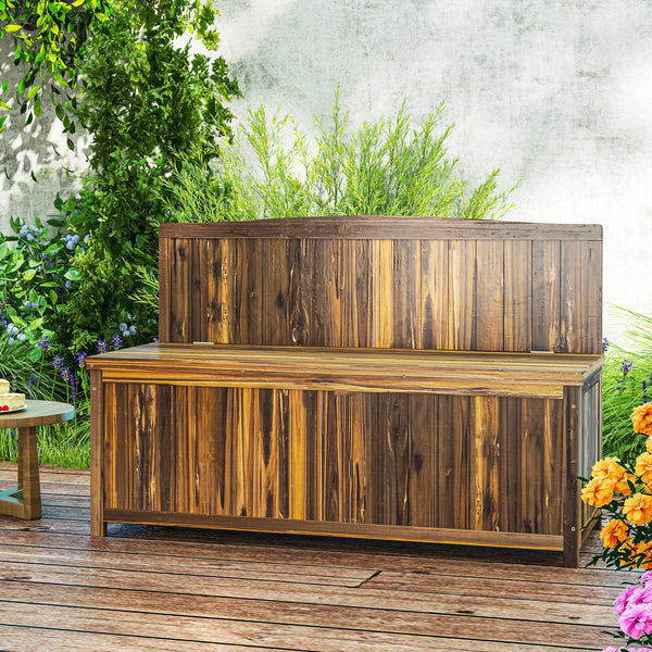 Garden Arch Wood Bench Outdoor Storage Box Garden Furniture Chair 115L x 45W x 75Hcm, Brown