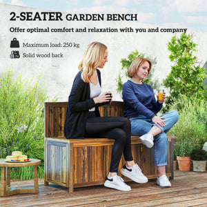 Garden Arch Wood Bench Outdoor Storage Box Garden Furniture Chair 115L x 45W x 75Hcm, Brown
