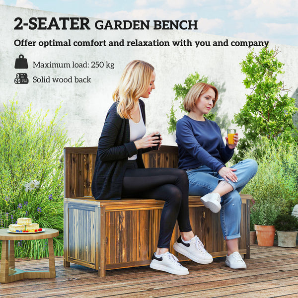 Garden Arch Wood Bench Outdoor Storage Box Garden Furniture Chair 115L x 45W x 75Hcm, Brown
