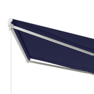 Outsunny 12' x 10' Electric Awning, Retractable Awning, UV Protection Sun Shade Shelter with Remote Controller and Manual Crank Handle for Deck, Balcony, Yard, Dark Blue