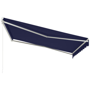 Outsunny 12' x 10' Electric Awning, Retractable Awning, UV Protection Sun Shade Shelter with Remote Controller and Manual Crank Handle for Deck, Balcony, Yard, Dark Blue