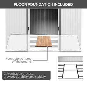 Outsunny 11' x 9' Outdoor Storage Shed, Garden Tool Metal Shed with Foundation Kit, Double Lockable Door, Air Vents and Sloping Roof, for Backyard, Patio, Lawn, Silver