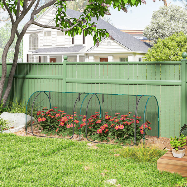 8' x 3' Crop Cage, Plant Protection Tent, with Two Zippered Doors and 4 Ground Stakes, for Garden, Yard, Lawn, Black