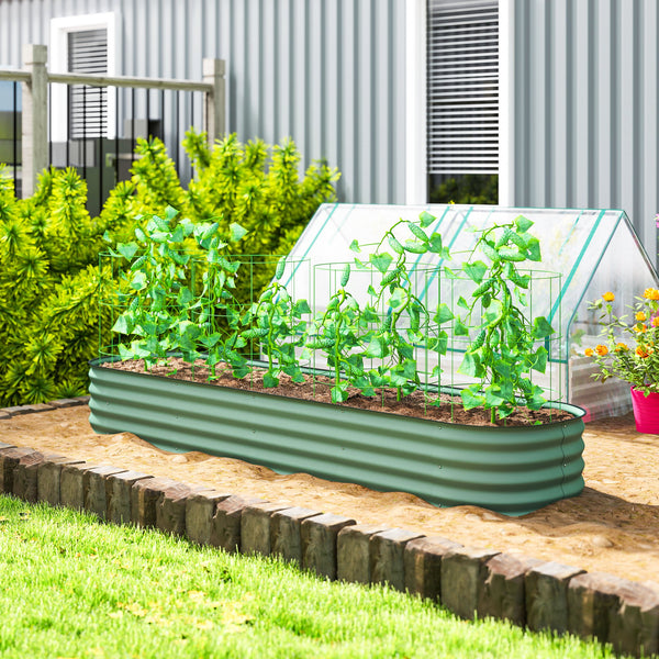 8' x 2' x 1' Galvanized Raised Garden Bed Kit, Outdoor Metal Elevated Planter Box with Safety Edging, Easy DIY Stock Tank for Growing Flowers, Herbs & Vegetables, Green