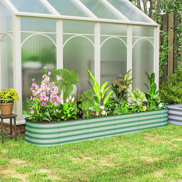 8' x 2' x 1' Galvanized Raised Garden Bed Kit, Outdoor Metal Elevated Planter Box with Safety Edging, Easy DIY Stock Tank for Growing Flowers, Herbs & Vegetables, Green