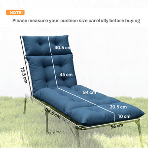 Sun Lounger Cushions Only, 190x56x10cm Garden Lounge Chair Cushions Set of 2, UPF20+ 220gsm Fabric, Thick Sunbed Replacement Pads with 6 Ties, Navy Blue