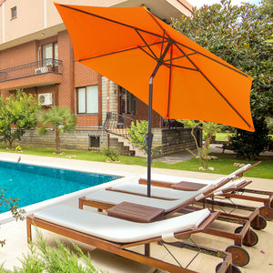 8.5FT Patio Umbrella, Round Garden Parasol with 6 Ribs, Market Sunshade Tilt Canopy w/ Crank Handle for Outdoor, Orange