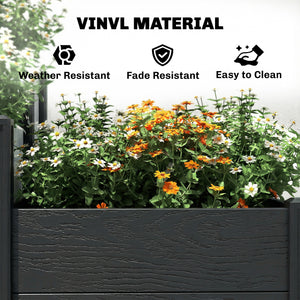 Vinyl Raised Garden Bed Kit, 3-Tier Elevated Garden Box with Open Bottom, Outdoor Raised Planter Box for Flowers, Herbs, Vegetables, DIY Assembly, Grey Wood Effect
