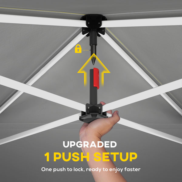 9.6 x 9.6 ft Pop Up Canopy Tent with Sidewalls, One Button Push Setup, UPF50+ Outdoor Portable Instant Canopy Shelter with Carry Bag, Sandbags, Adjustable Height for Parties Events, Dark Gray