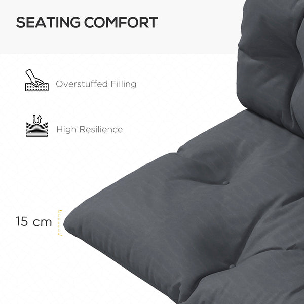 2 Seater 6" Thick Outdoor Seat Cushions with Back Cushion for Pallet, Loveseat Outdoor Furniture Cushions, Fade-Resistant Replacement Patio Cushions, Dark Grey