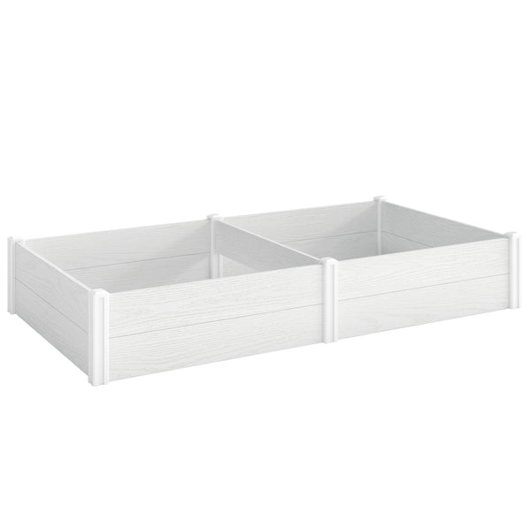 Vinyl Raised Garden Bed Kit, 6.5 x 3 x 1ft Elevated Garden Box with Divider, Open Bottom, Screwless Outdoor Planter Box for Flowers Herbs, DIY Assembly, White