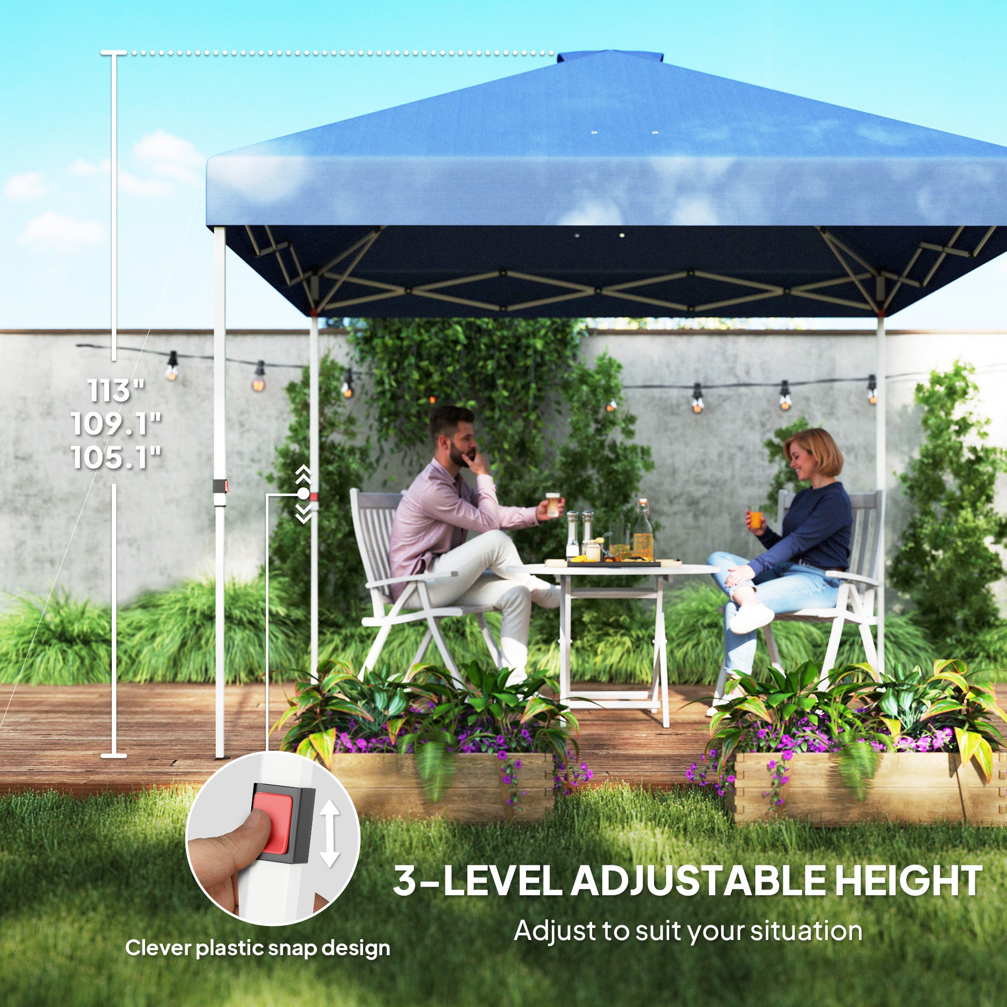 outsunny pop up tent Outsunny 10' x 10' Pop Up Canopy Tent w/ Sidewall, Height Adjustable Instant Sun Shelter w/ Storage Pockets, Dark Blue