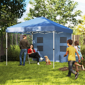 Outsunny 10' x 10' Pop Up Canopy Tent with Sidewall, Instant Sun Shelter with Storage Pockets, Vented Roof for Parties, Height Adjustable, with Carry Bag, Sand Bags for Outdoor, Patio, Sea Blue