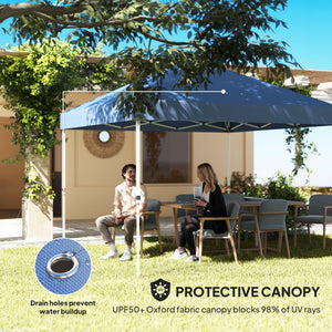 Outsunny 10' x 10' Pop Up Canopy Tent with Sidewall, Instant Sun Shelter with Storage Pockets, Vented Roof for Parties, Height Adjustable, with Carry Bag, Sand Bags for Outdoor, Patio, Sea Blue