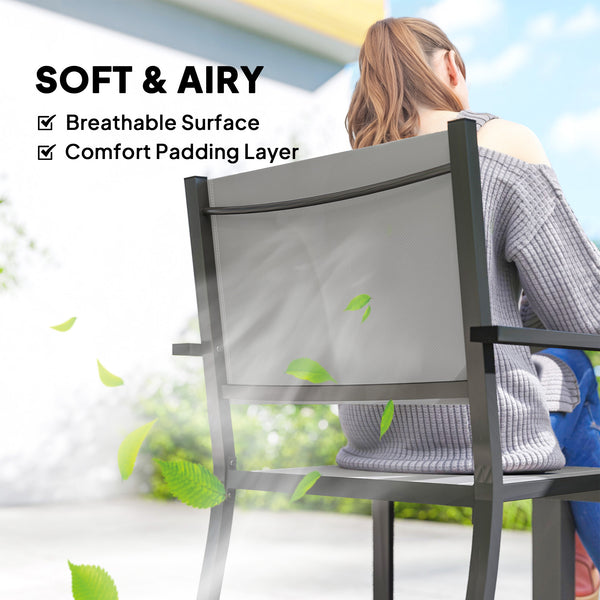 7 Pieces Outdoor Dining Set, Aluminum Patio Table and Chairs Set for 6 with Extendable Slatted Tabletop and Stackable Chairs, All-Weather Patio Dining Table and Chairs